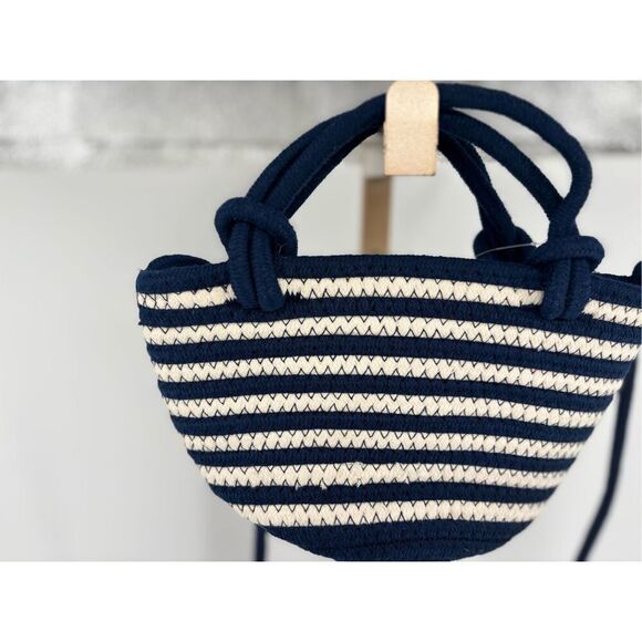 GAP Blue White Striped Crossbody Bag Mini Purse Summer Beach NWT - Picture 7 of 9